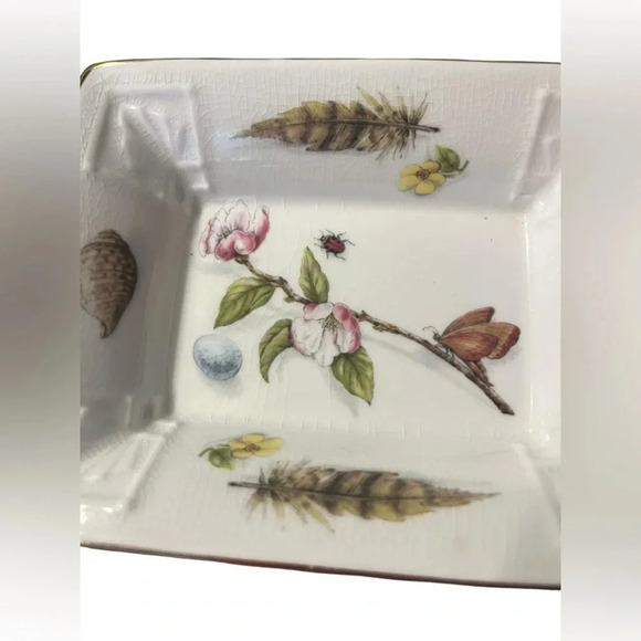 Aynsley Little Switzerland Porcelain Trinket Dish Botanical Feather Ladybug - Picture 2 of 9